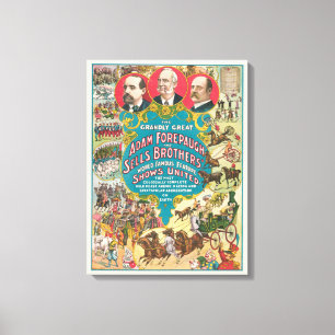 Zirkusposter mit vielen Zirkusszenen Leinwanddruck