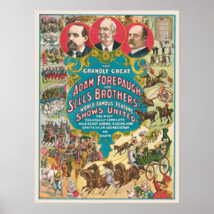 Zirkusposter mit vielen Zirkusszenen Poster