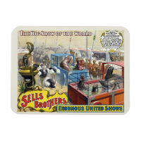 Zirkusposter mit Wildtieren in Käfigen