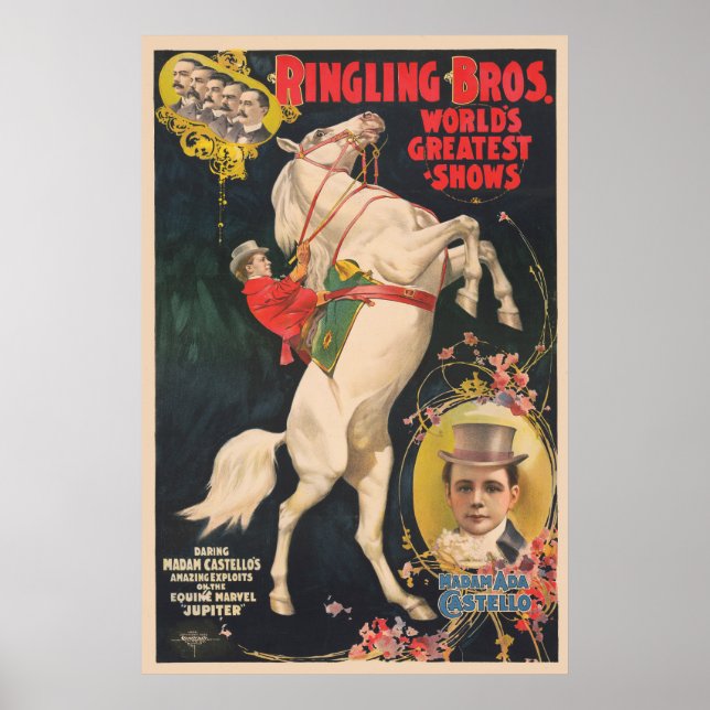 Zirkusposter von Frau Ada Castello auf einem Pferd Poster (Vorne)