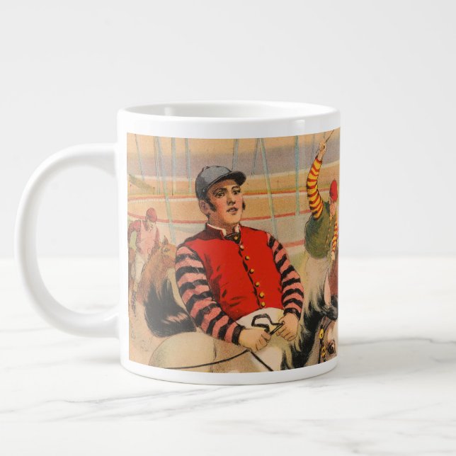 Zirkusposter von Jockeys auf Pferden, die eine Hec Jumbo-Tasse (Links)