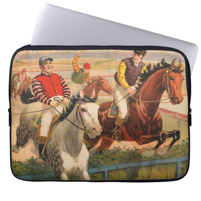 Zirkusposter von Jockeys auf Pferden, die eine Hec Laptopschutzhülle (Vorderseite)