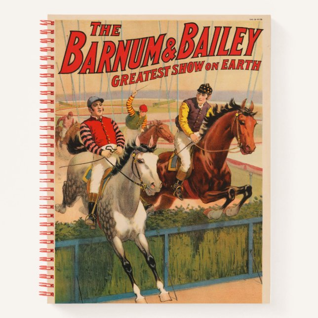 Zirkusposter von Jockeys auf Pferden, die eine Hec Notizbuch (Vorderseite)