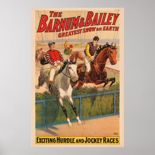 Zirkusposter von Jockeys auf Pferden, die eine Hec Poster (Vorne)