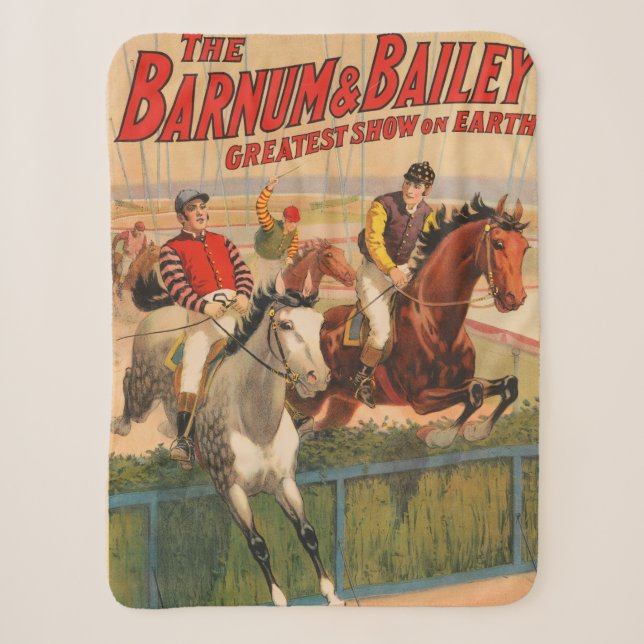 Zirkusposter von Jockeys auf Pferden, die eine Hec Sherpadecke (Vorderseite)