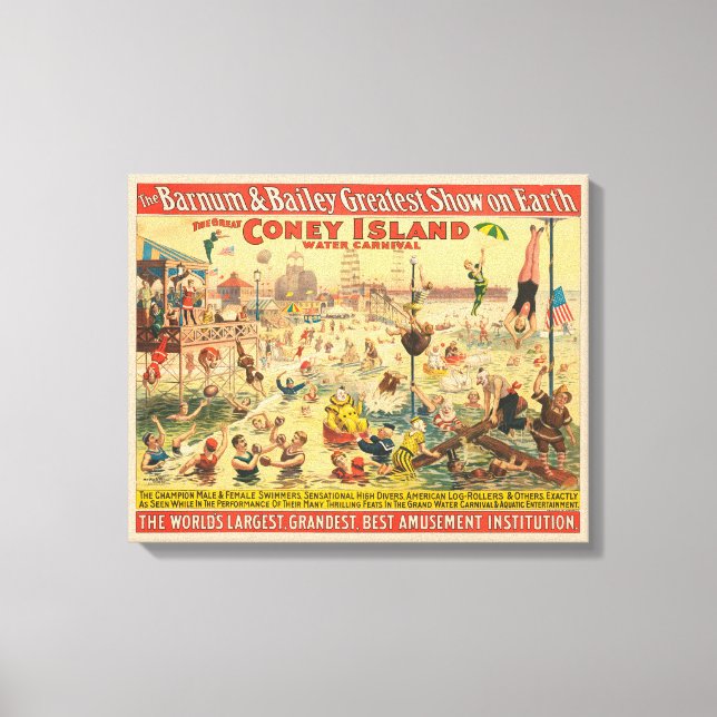 Zirkusposter von Menschen in Kostümen Darstellend Leinwanddruck (Vorderseite)