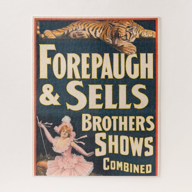 Zirkusposter von Tiger und Frauen auf Pferden (Vertikal)