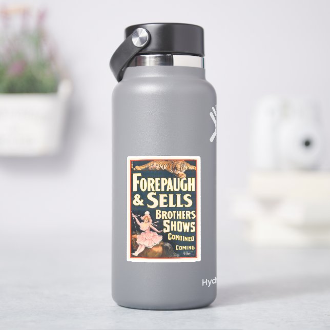 Zirkusposter von Tiger und Frauen auf Pferden Aufkleber (HydroFlask)