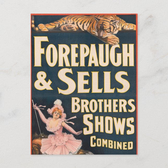 Zirkusposter von Tiger und Frauen auf Pferden Postkarte (Vorderseite)