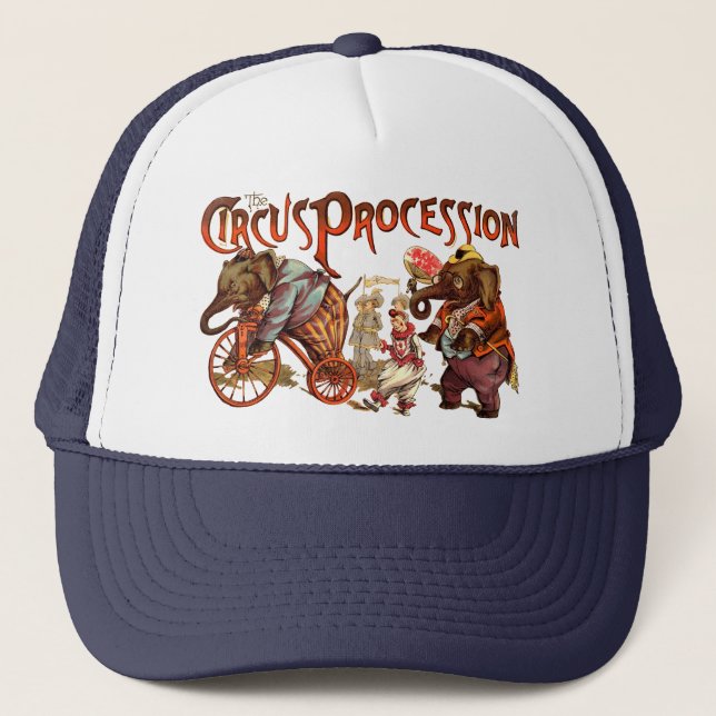 Zirkusprozession Elefantenantik Kunst Truckerkappe (Vorderseite)