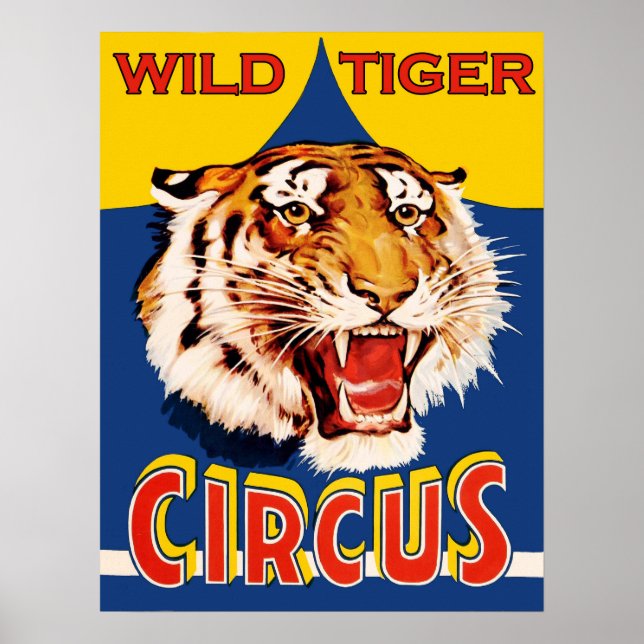Zirkusshow, Wildtiger, Vintag Poster (Vorne)