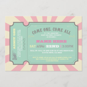 Zirkusticket Rosa Baby Shower Einladung