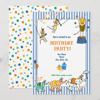 Zirkustiere Einladungen zum Geburtstag