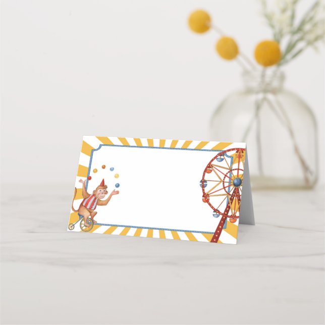 Zirkustiere Karnevalsbüffet-Platzkarten Platzkarte (Vorderseite)