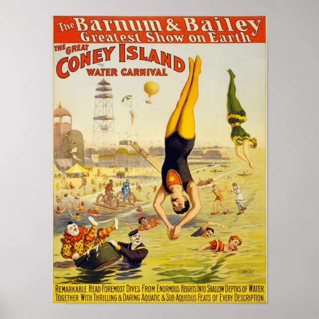 Zirkuswerbung im Vintage-Stil Poster (Vorne)