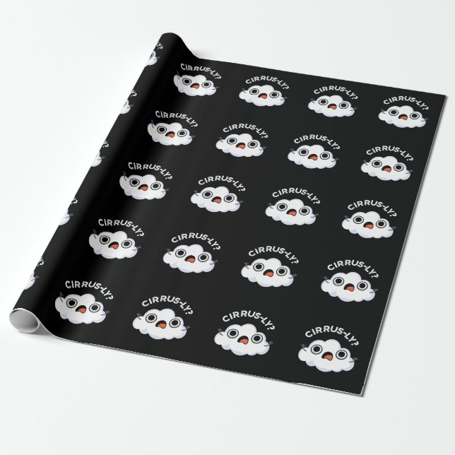 Zirrlos schönes Wetter Cirrus Cloud Puff Dark BG Geschenkpapier (Ungerollt)