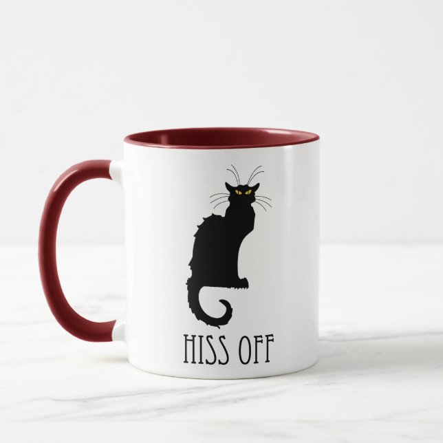 Zischen weg von der Katze lustig Tasse (Links)