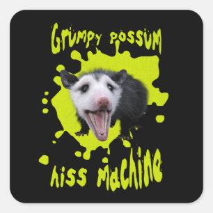Zischmaschine Lustiger mürrischer Opossum Wilder H Quadratischer Aufkleber