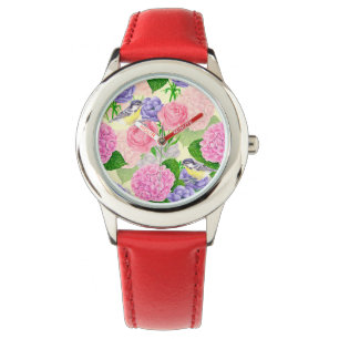 Zistvogel und Blume Armbanduhr