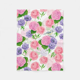 Zistvogel und Blume Fleecedecke