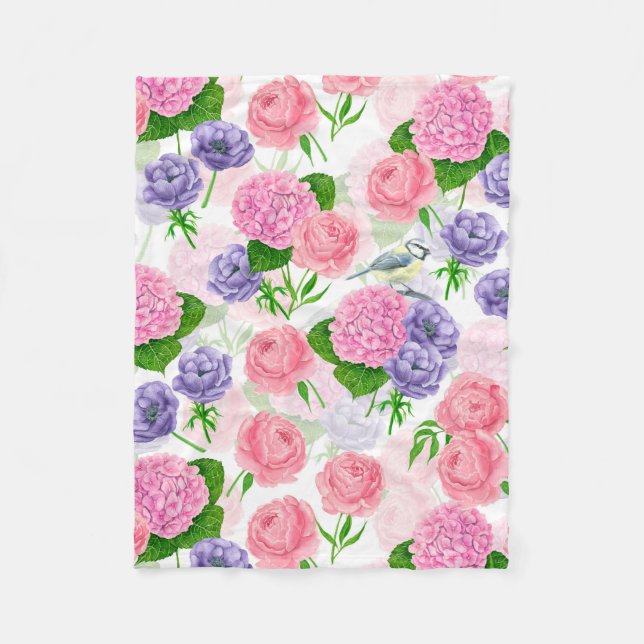Zistvogel und Blume Fleecedecke (Vorderseite)