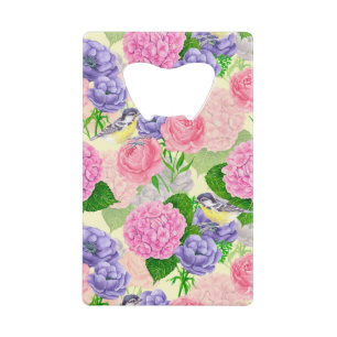 Zistvogel und Blume Geldbeutel Flaschenöffner