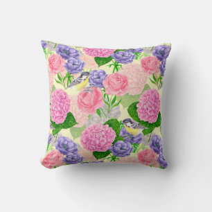 Zistvogel und Blume Kissen