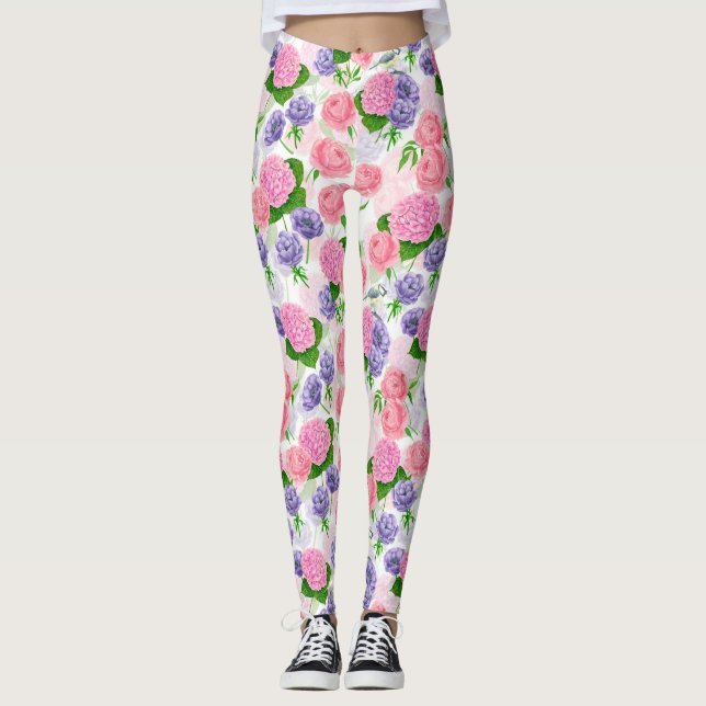 Zistvogel und Blume Leggings (Vorderseite)