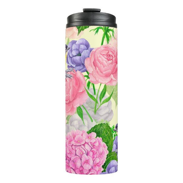 Zistvogel und Blume Thermosbecher (Vorderseite)