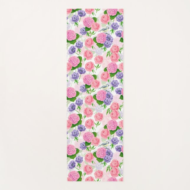 Zistvogel und Blume Yogamatte (Vorderseite)