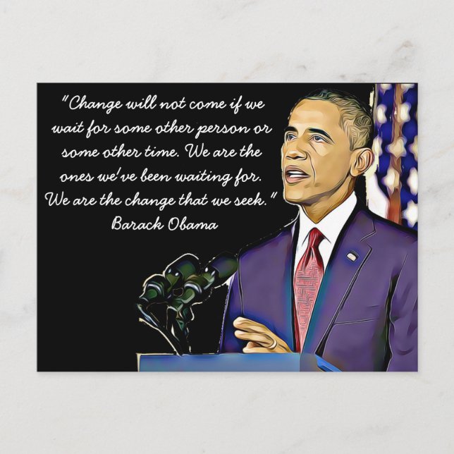 Zitat aus dem 44. US-Präsident Barack Obama Postkarte (Vorderseite)