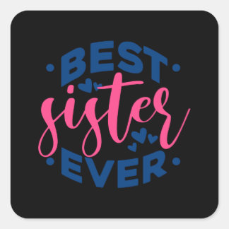 Zitat - Beste Schwester - dunkel Quadratischer Aufkleber