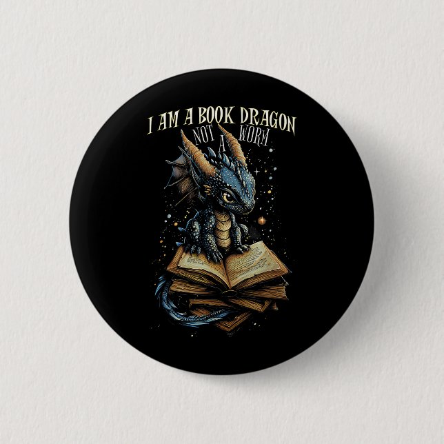 Zitat buchen Ich bin ein Buchdrache kein Worm Read Button (Vorderseite)