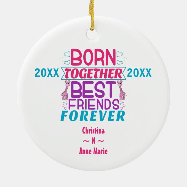 Zitat der besten Freunde von zwei Mädchen Keramik Ornament (Hinten)
