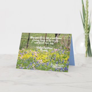 Zitat der geklappten Grußkarte Texas Wildblumen Karte