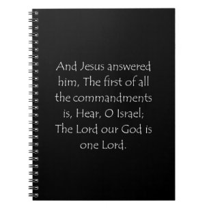 Zitat der Schrift Mark 12 29 Notizblock