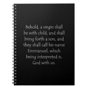 Zitat der Schrift Matthew 1 23 Notizblock