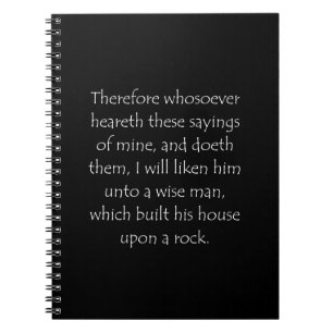 Zitat der Schrift Matthew 7 24 Notizblock