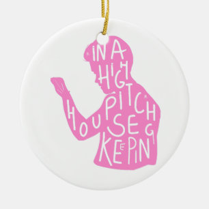 Zitat der Silhouette in Pastellrosa Keramik Ornament