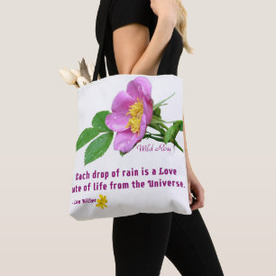Zitat der Wildblume "Wilde Rose" Tasche