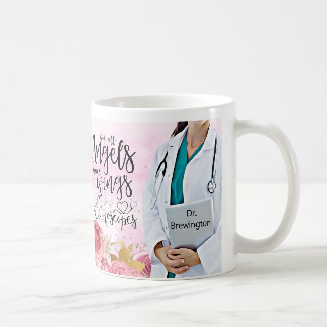 Zitat des personalisierten Arztes Nurse Blumengel Kaffeetasse (Rechts)