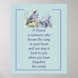 Zitat eines Freundes Song in deinem Herz-und-Vögel Poster