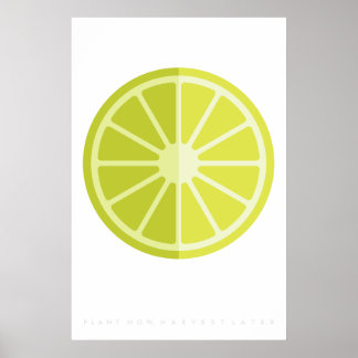 Zitat eines grünen Limonen Retro-Fruchtposters der Poster
