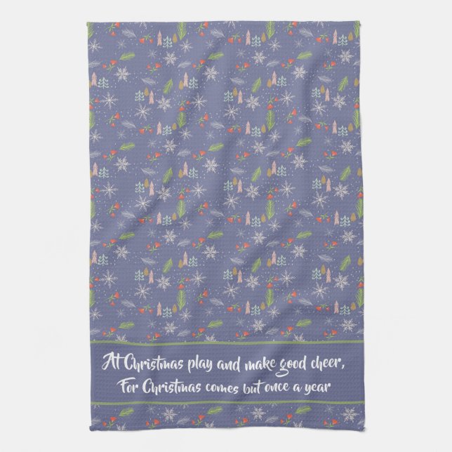 Zitat Frohe Weihnachten handgezeichnete Bäume Schn Geschirrtuch (Vertikal)