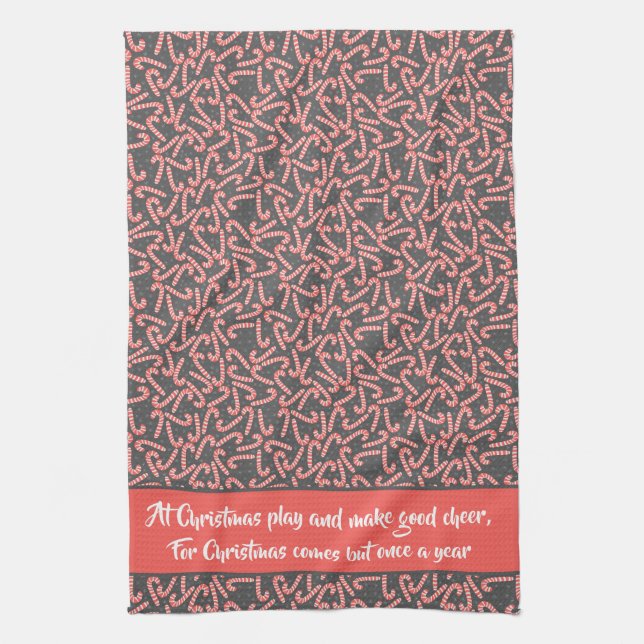Zitat Frohe Weihnachten Pfefferminz Candy Canes Sc Geschirrtuch (Vertikal)