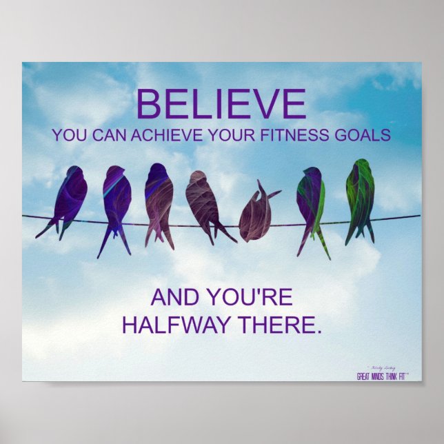 Zitat für den Erfolg der Fitness glauben: Vögel un Poster (Vorne)