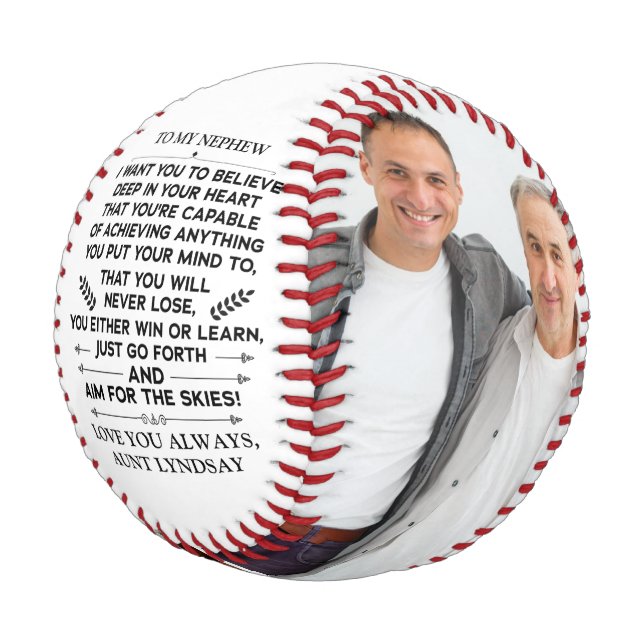 Zitat für mein Nephew mit benutzerdefinierten 2 Fo Baseball (Schrägansicht)