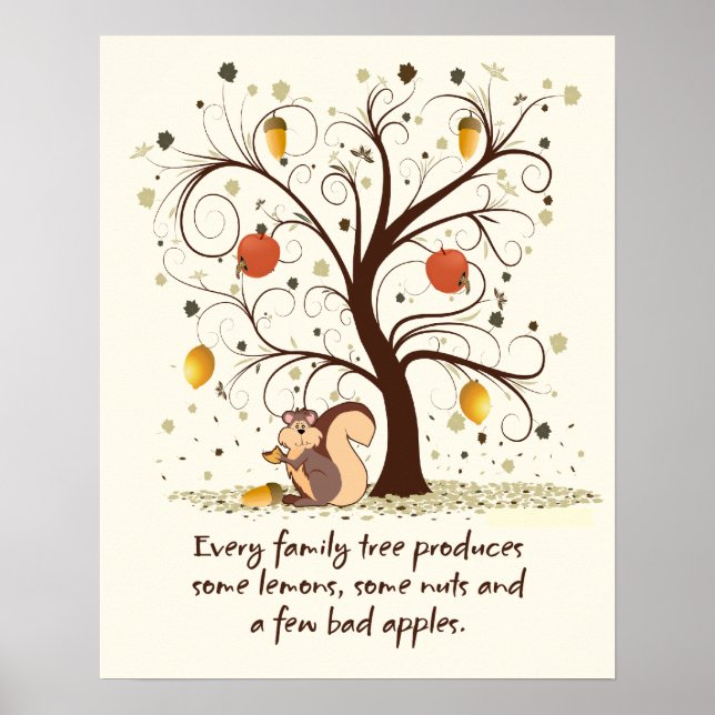 Zitat für Spaß von Familienbaum Beige Poster (Vorne)