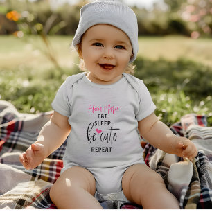 Zitat-Geschenk Essen Schlafen Cute Sein Wiederhole Baby Strampler