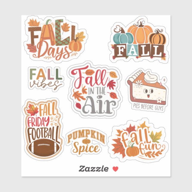 Zitat Herbstsaison, Kürbisgewürz-Set von 8 Aufkleber (Blatt)